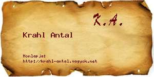 Krahl Antal névjegykártya